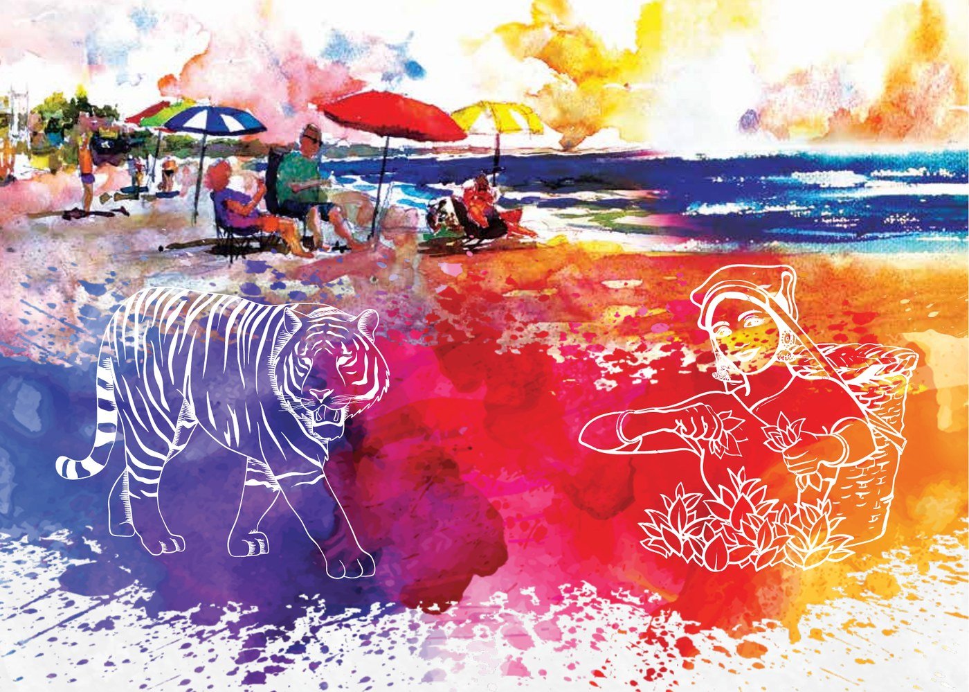 Bangladesh tourism watercolor artwork